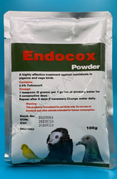 Endocox packet with label.