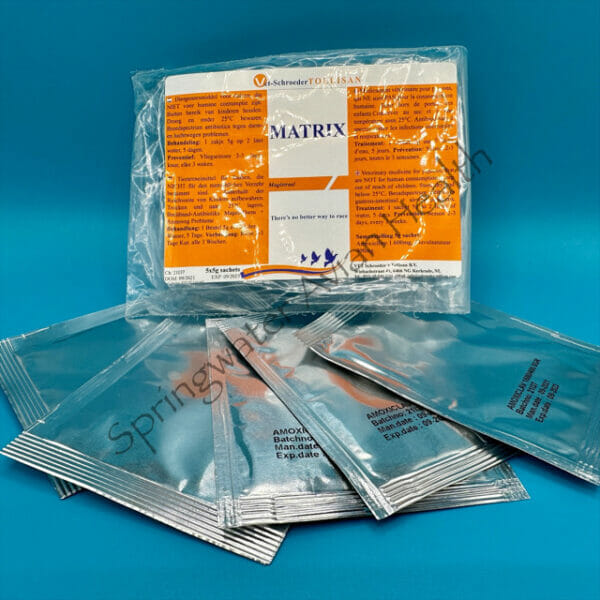 Matrix package with five sachets displayed