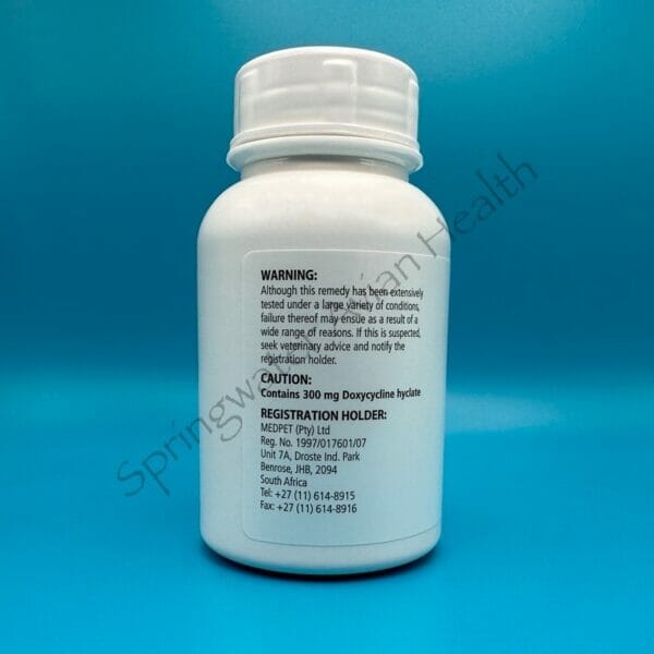 Doxydog 300mg left side of product label