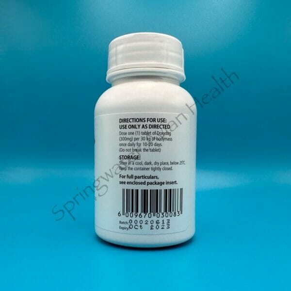 Doxydog 300mg right side of product label